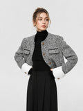 Chic Tweed Boucle Cropped Blazer
