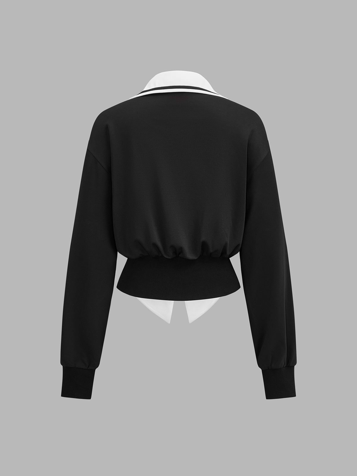 Cropped Blouse with Contrast Collar Detail