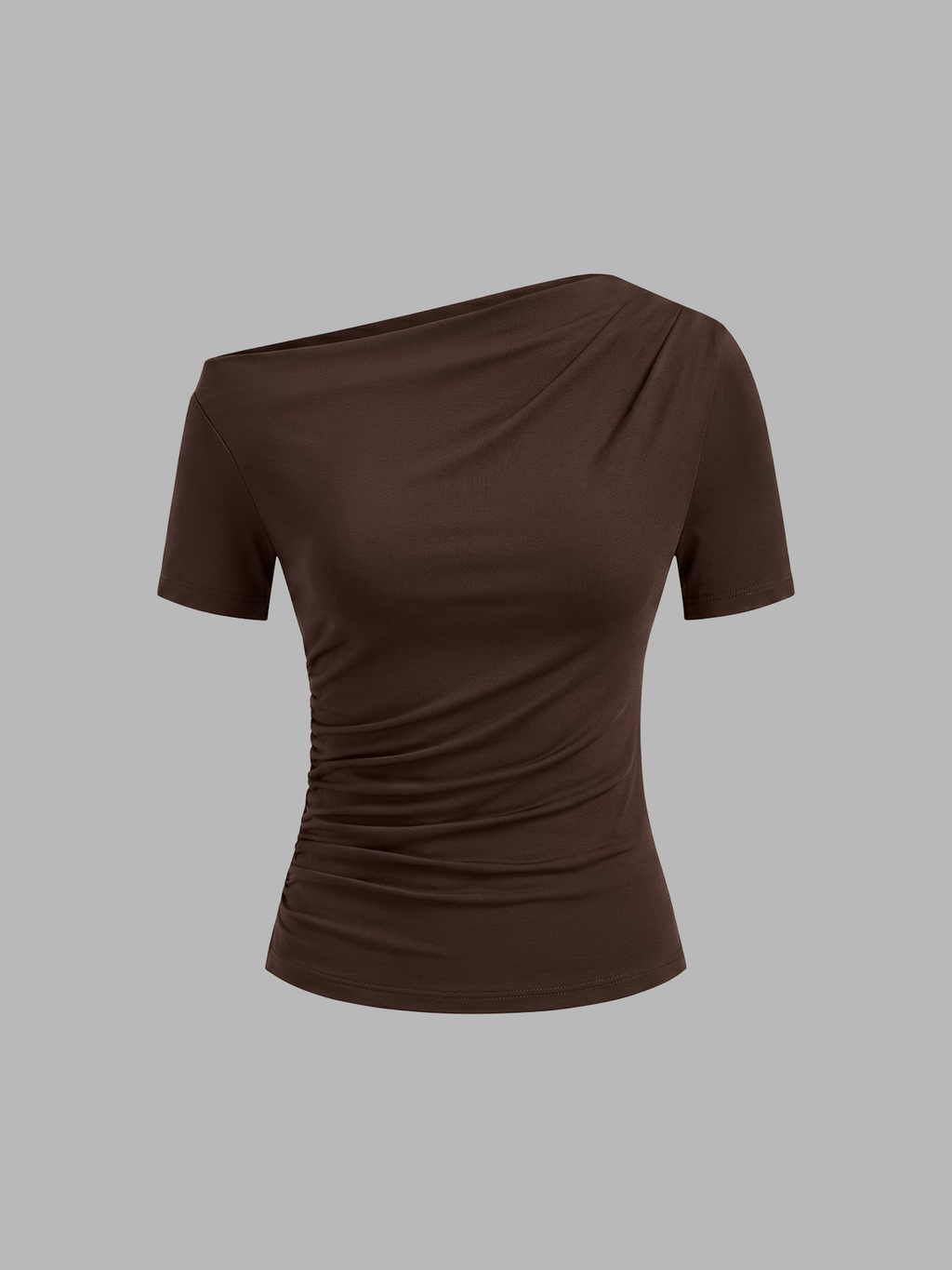 Ruched Off Shoulder Slim Short Sleeve Top