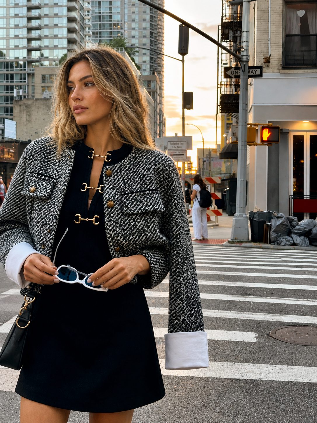 Chic Tweed Boucle Cropped Blazer