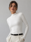 Ribbed Mock Neck Long Sleeve Knit Top