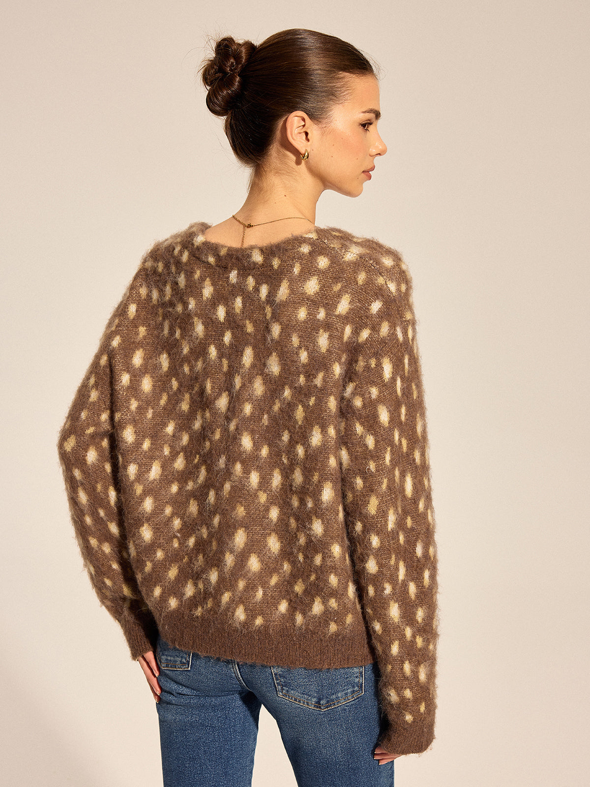 V-Neck Dotted Cozy Knit Cardigan
