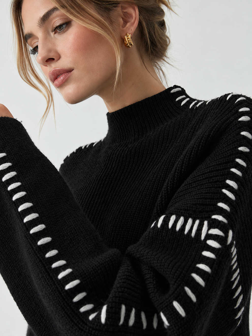 Cozy Oversized Mock Neck Knit Sweater