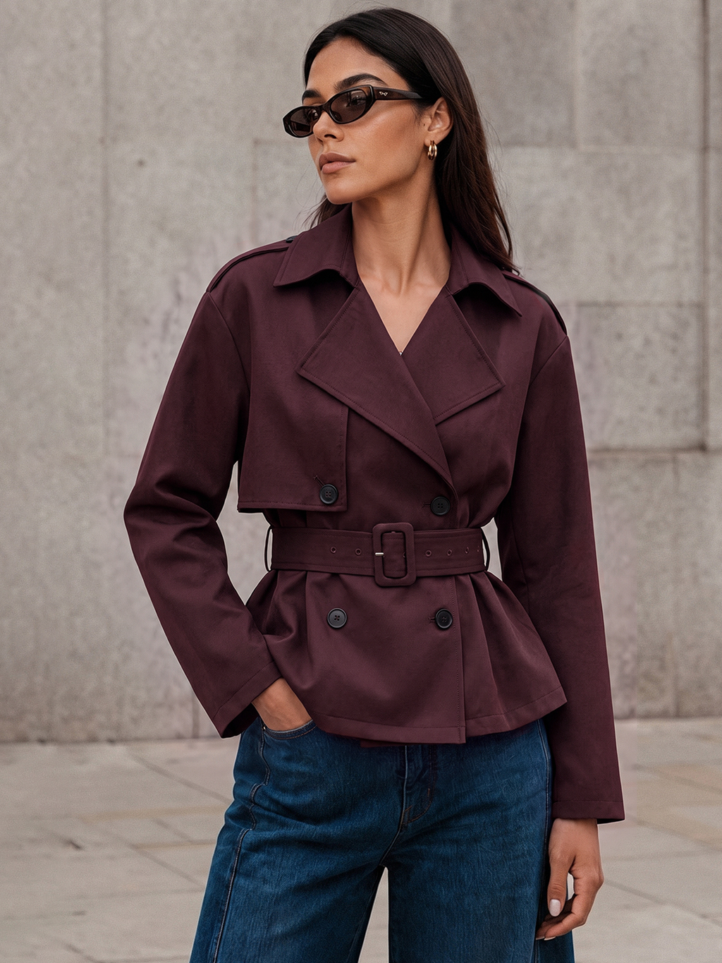 Belted Double-Breasted Trench Coat