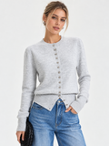 Classic Button-Up Crew Neck Cardigan