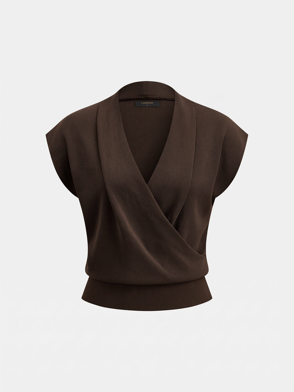 Sleeveless Knit Top with Wrap V-Neck Design
