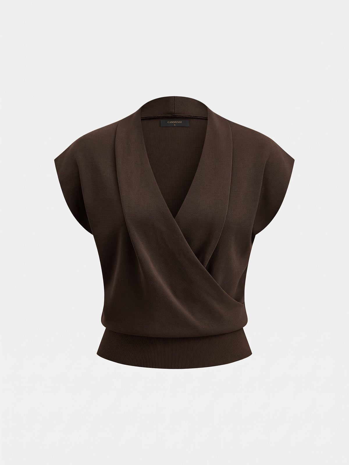 Sleeveless Knit Top with Wrap V-Neck Design