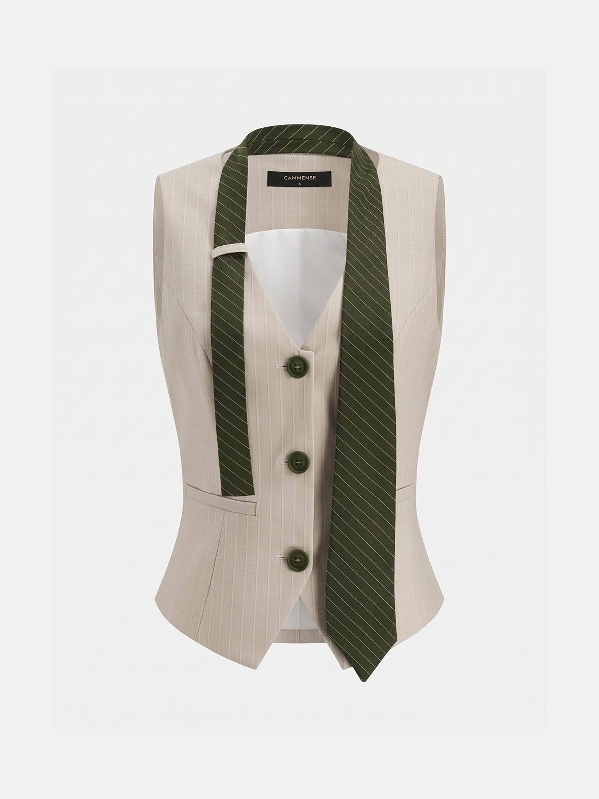 Tailored Pinstripe Vest with Buckle Back Detail