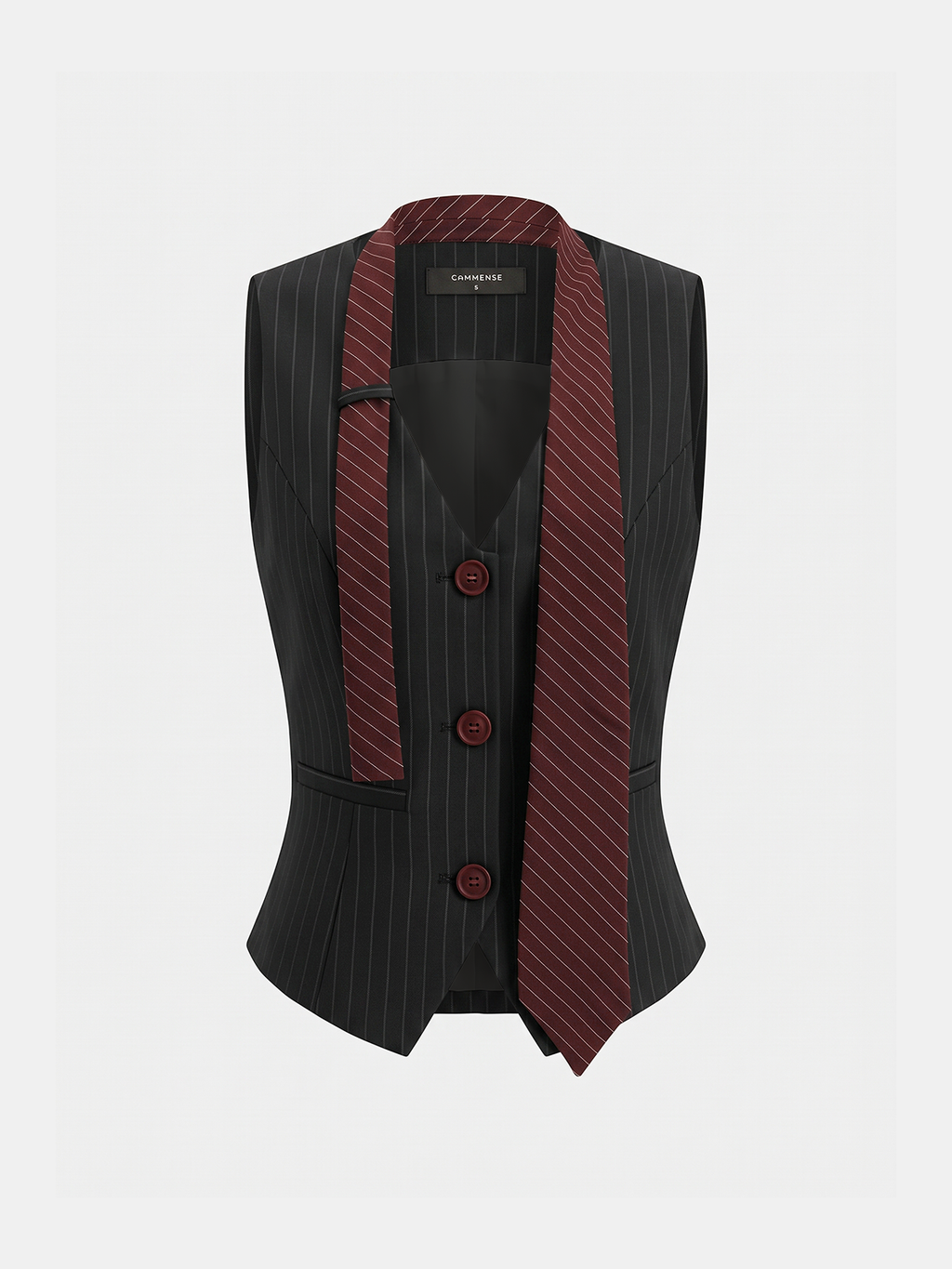 Tailored Pinstripe Vest with Buckle Back Detail
