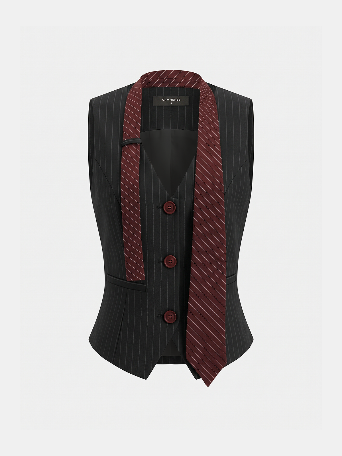 Tailored Pinstripe Vest with Buckle Back Detail