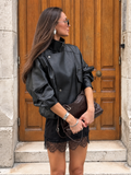 Oversized Collared Faux Leather Jacket