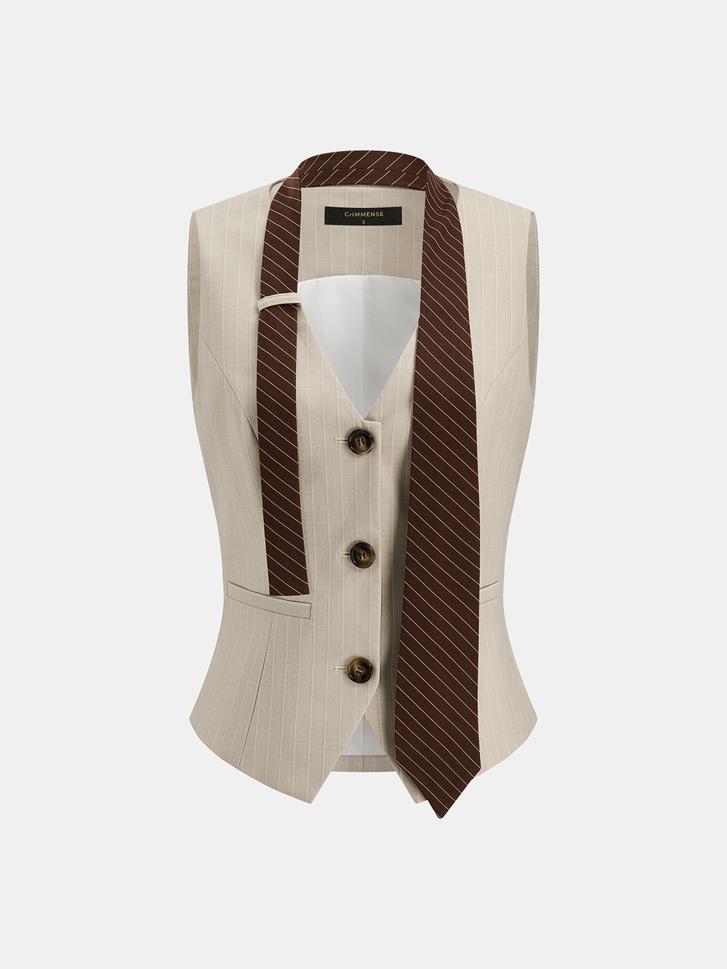 Tailored Pinstripe Vest with Buckle Back Detail
