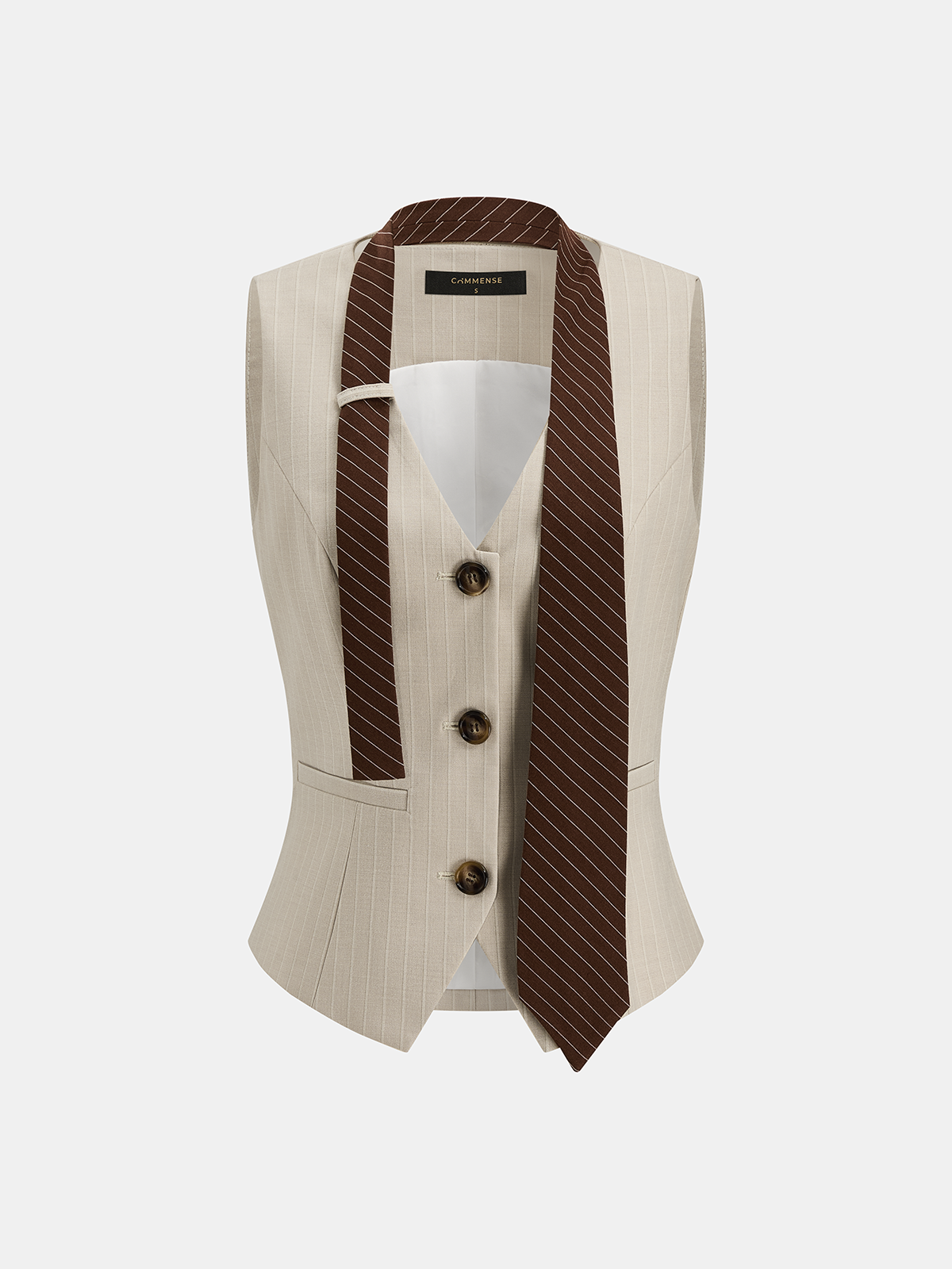 Tailored Pinstripe Vest with Buckle Back Detail