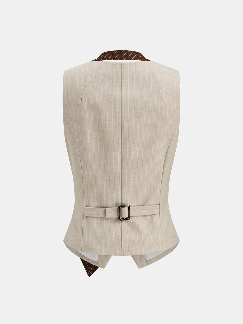 Tailored Pinstripe Vest with Buckle Back Detail