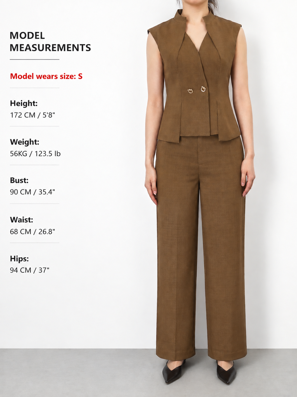 Tailored Stand Collar Vest and Trousers Ensemble