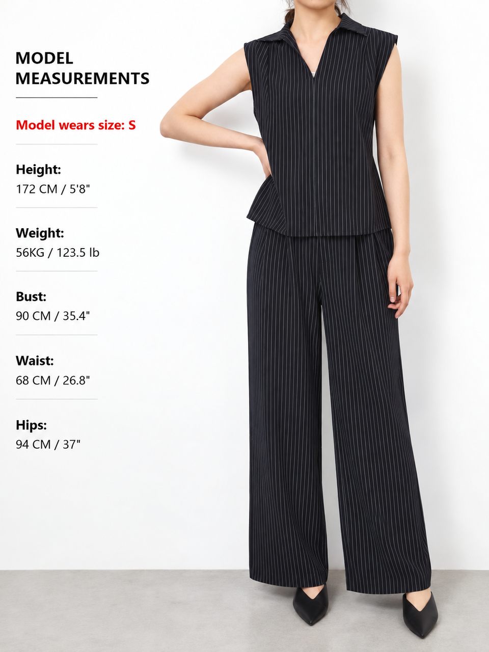 Chic Pinstriped Sleeveless Top and Tailored Pants Ensemble