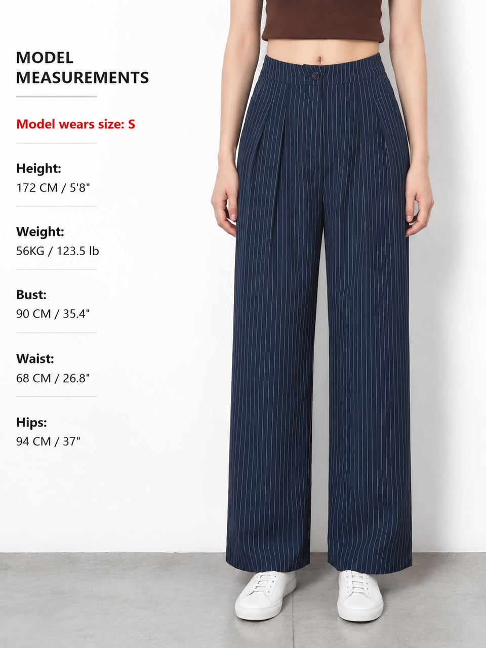 Chic Pinstripe Wide-Leg Trousers with Pleated Detail