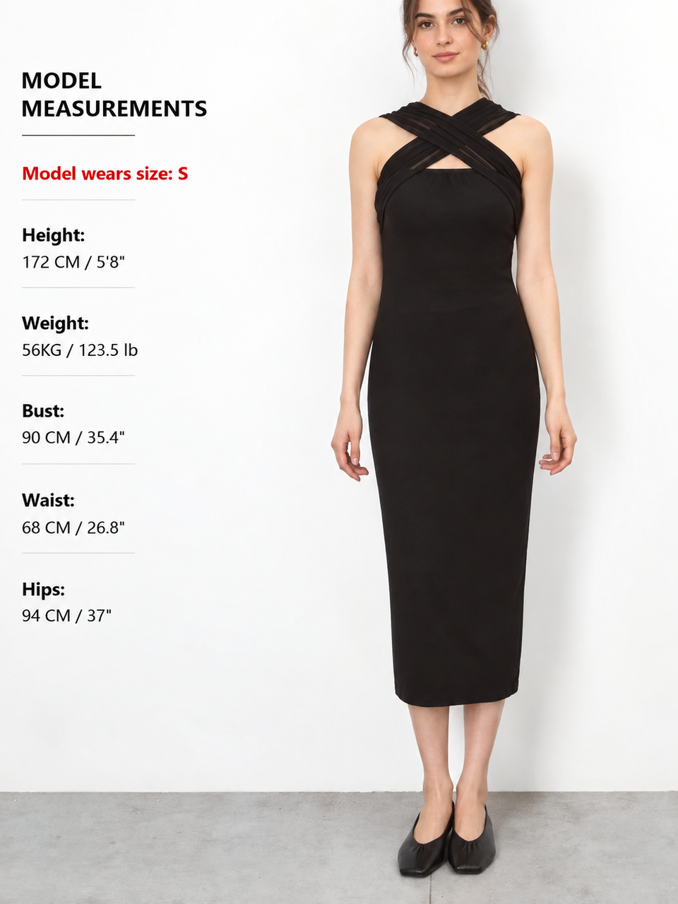 Sculpting Mesh Bodycon Midi Dress with Cross Strap Detail