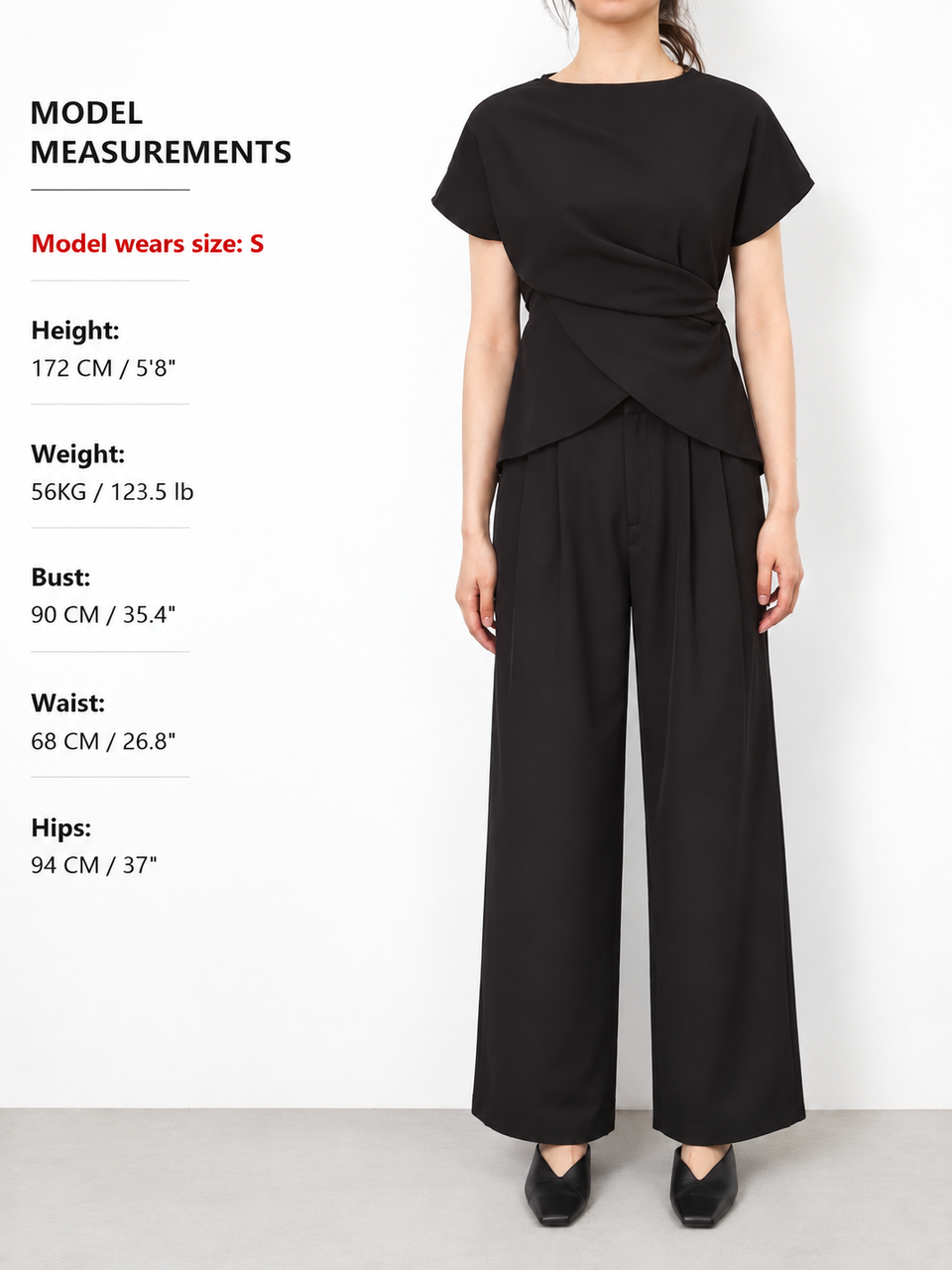 Satin Tie-Back Top with Pleated Trousers Ensemble