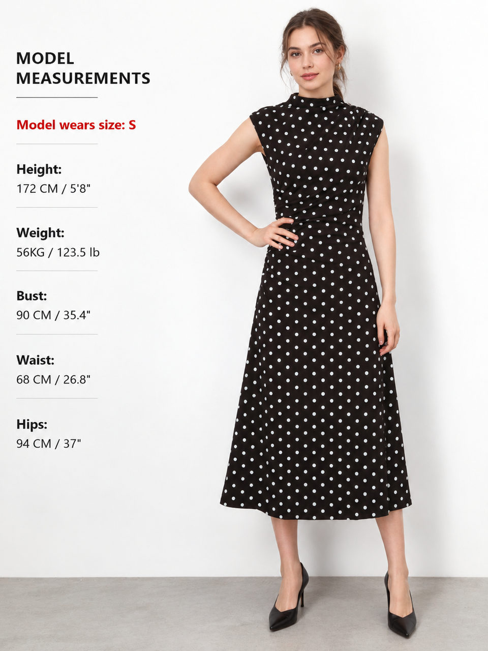 Cap Sleeve Midi Dress with Polka Dot Flare
