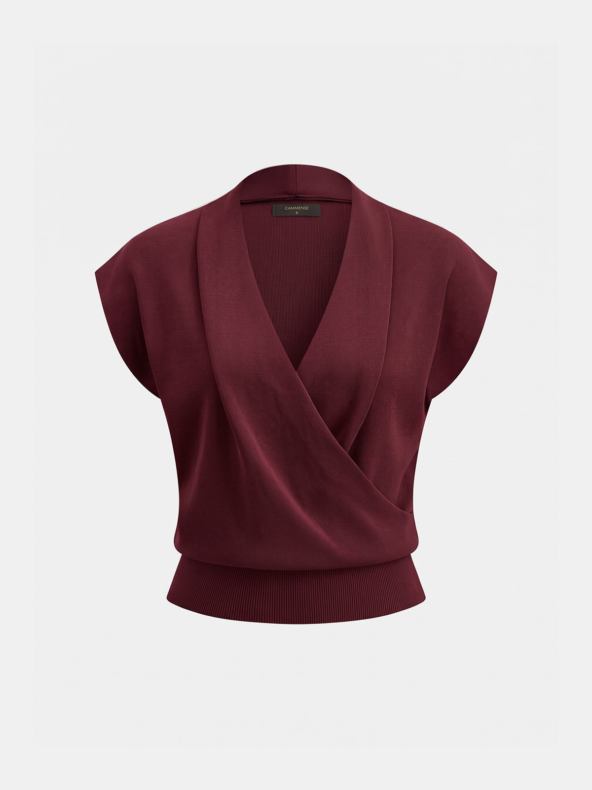 Sleeveless Knit Top with Wrap V-Neck Design