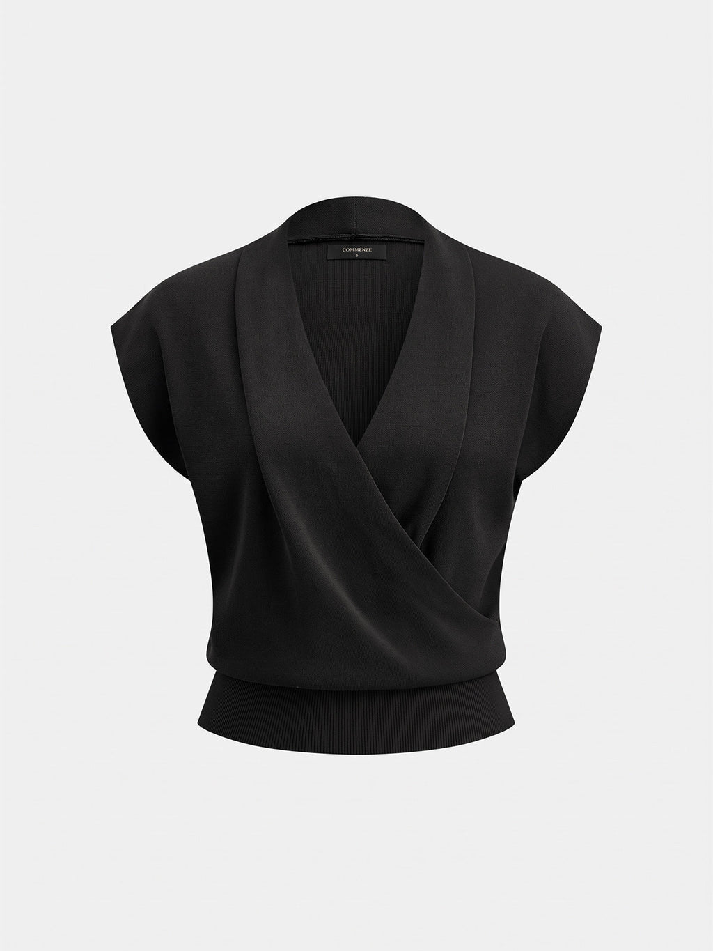 Sleeveless Knit Top with Wrap V-Neck Design