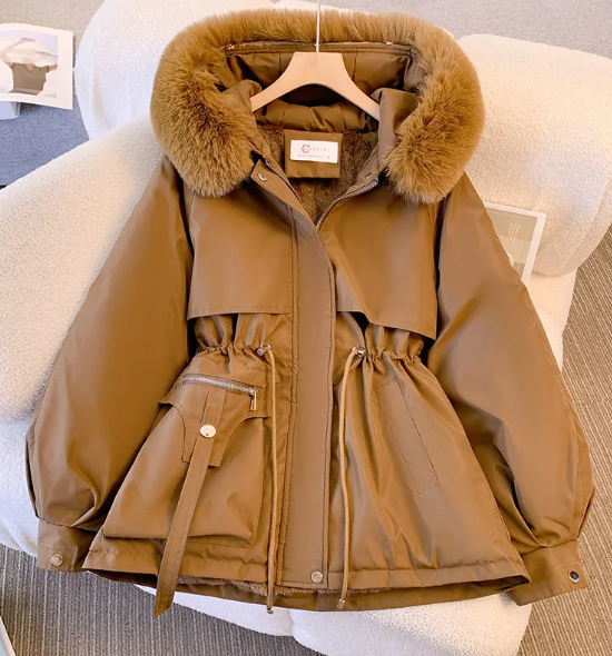 Women’s Hooded Puffer Jacket – Slimming Fleece-Lined